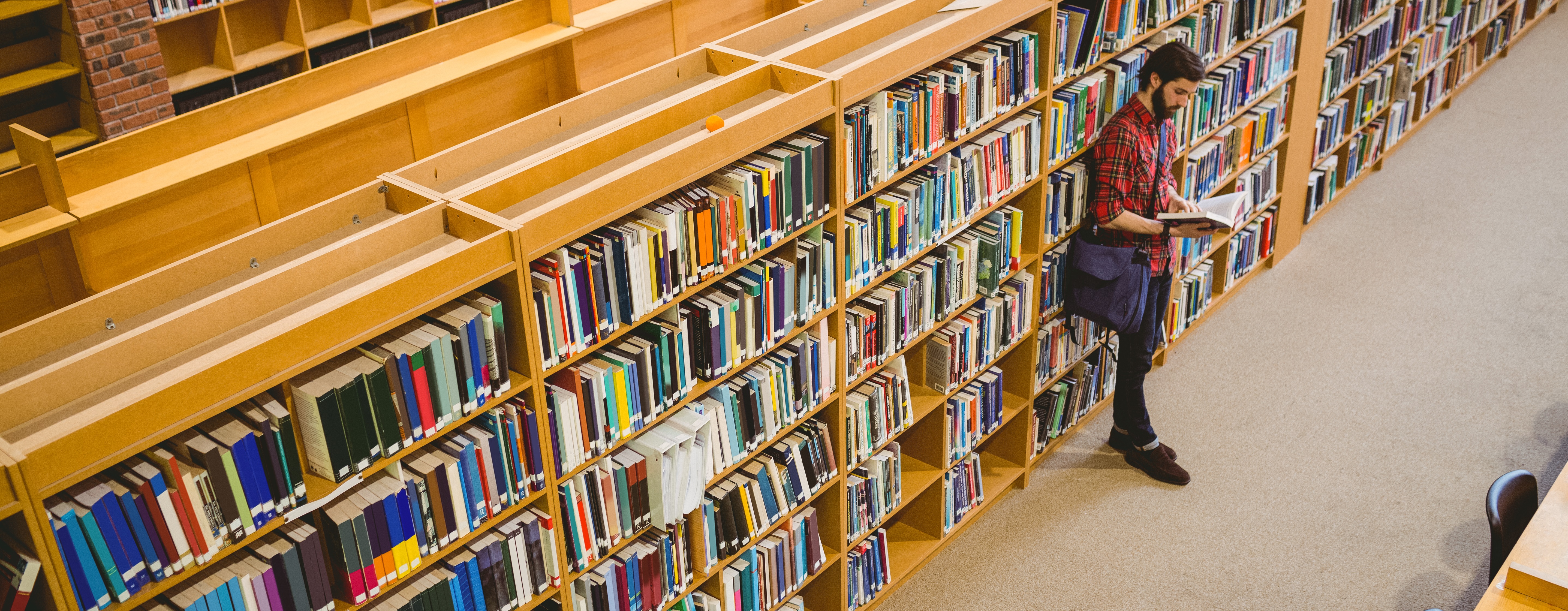 man in bibliotheek